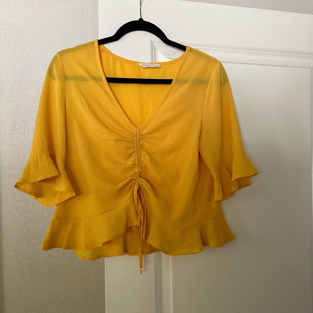 Canary Yellow Elodie Crop Ruffle Top
